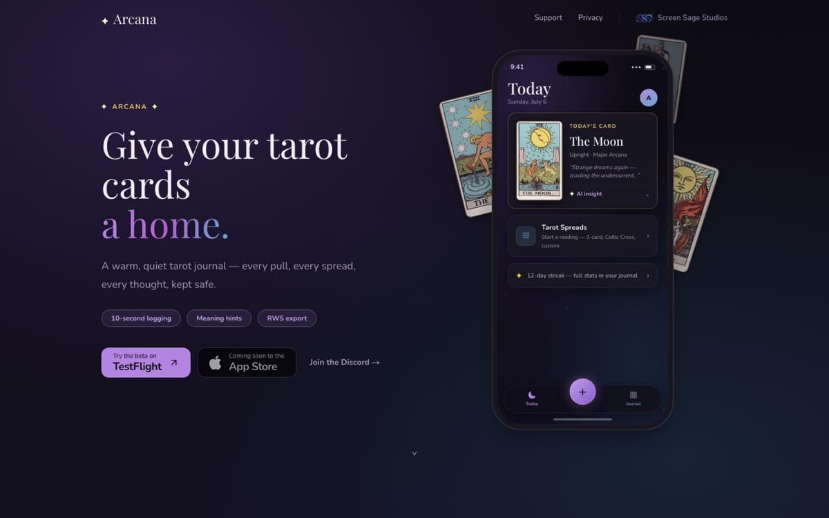 The Arcana website